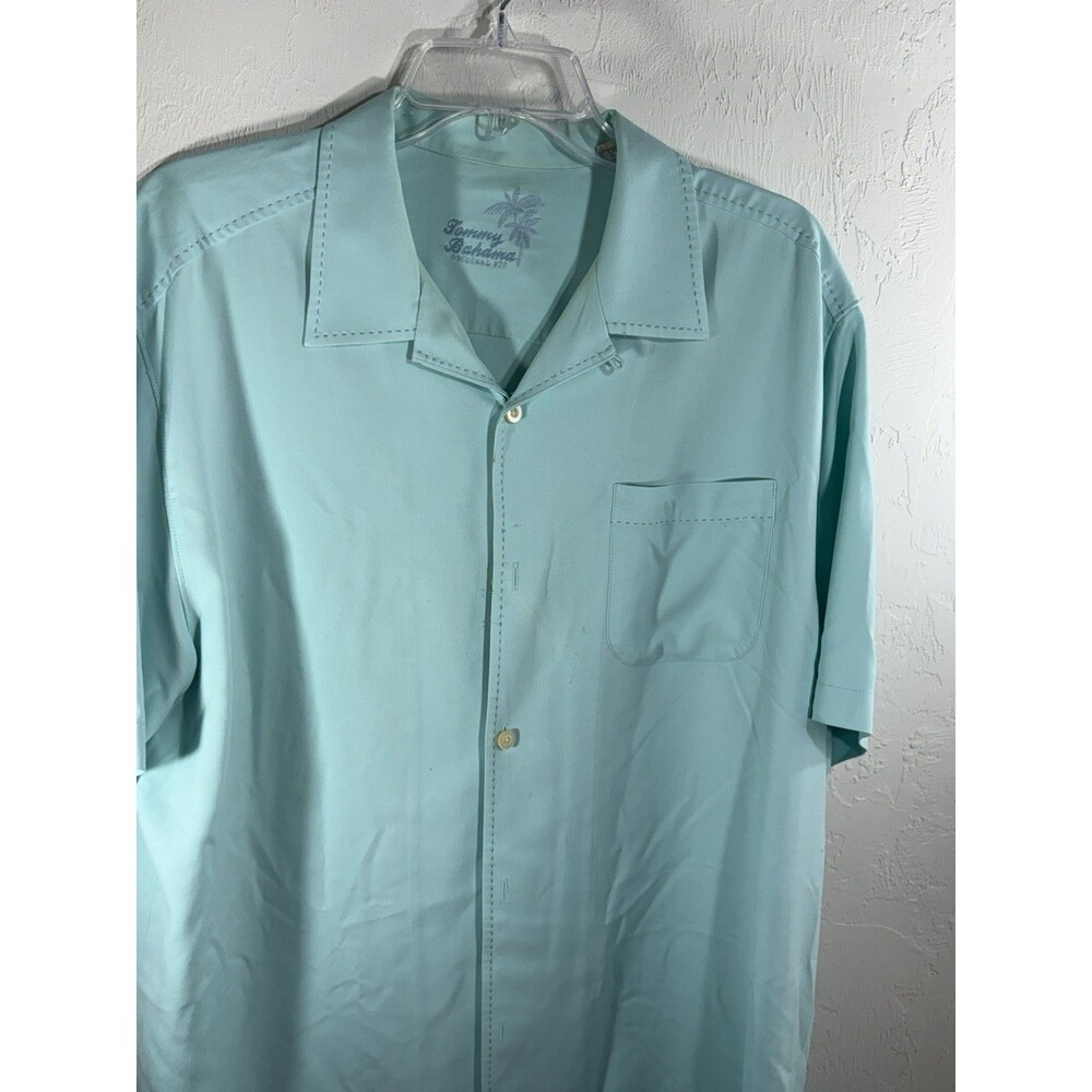 Tommy Bahama 100% Silk Medium Aquamarine Original Fit Designer Stitch Mens Shirt